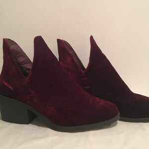 Coolway Dark Red Velvet Heeled Boots Size 5
